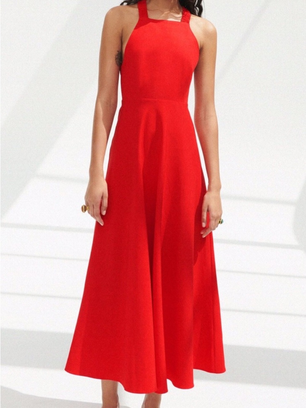 Zara Red Halter Midi Dress